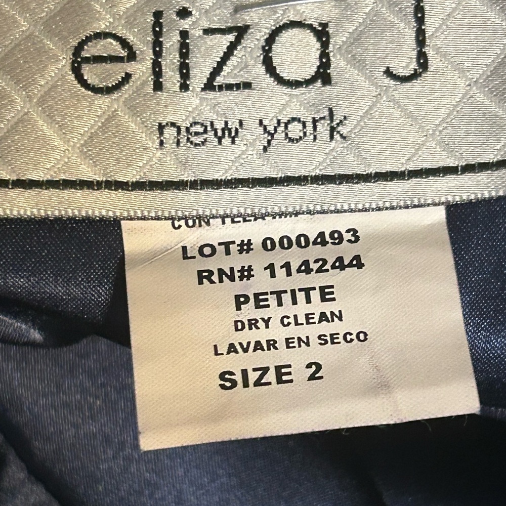 Eliza J Navy Blue Satin Sheath cocktail dress Size 2P - Picture 13 of 13